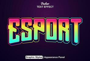 esport text effect with purple graphic style and editable vector