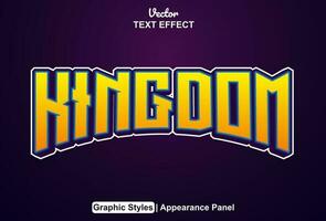 kingdom text effect with yellow graphic style and editable vector