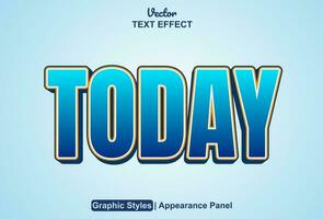 today text effect with blue color graphic style and editable. vector