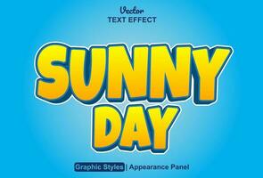 sunny day text effect with orange graphic style and editable. vector