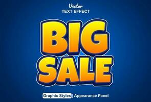 big sale text effect with orange color graphic style editable vector