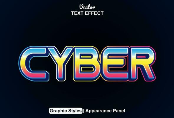 cyber text effect with graphic style and editable.