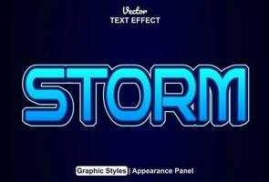 storm text effect with blue graphic style and editable vector