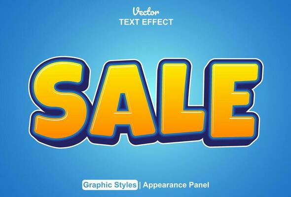 sale text effect with orange graphic style and editable.