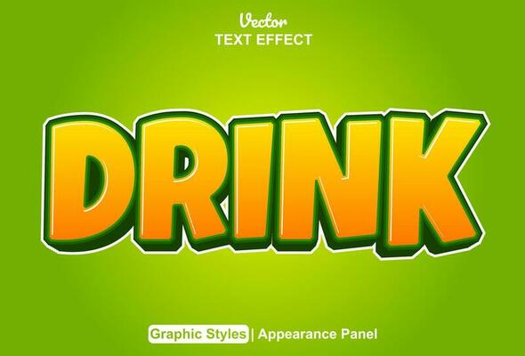 drink text effect with orange graphic style and editable.