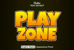 play zone text effect with orange graphic style and editable vector