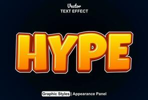 hype text effect with orange graphic style and editable. vector