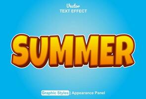 summer text effect with orange graphic style and editable. vector