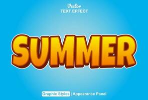 summer text effect with orange graphic style and editable. vector