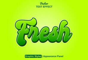 fresh text effect with green color graphic style and editable. vector