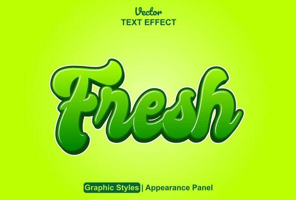 fresh text effect with green color graphic style and editable.