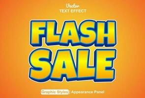 flash sale text effect with orange graphic style and editable. vector