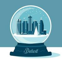 Detroit snow globe vector illustration