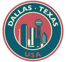 Badge, label or stamp with Dallas  skyline, vector illustration