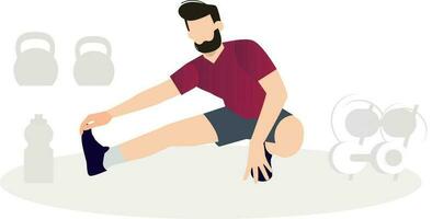 Boy doing leg exercise. vector