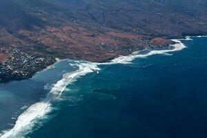 Aerial view of the coast of Reunion Island photo