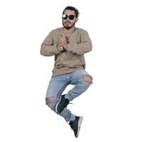 hombre poses saltando Rizado pelo sin antecedentes png