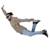 hombre poses saltando Rizado pelo sin antecedentes png