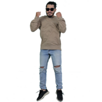 hombre poses saltando Rizado pelo sin antecedentes png