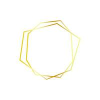 Minimalistic polygonal golden frame isolated on white background. Irregular shape gradient foil golden thin photo frame. vector