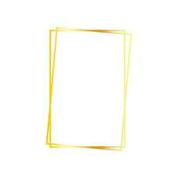 Vector golden minimalist frame isolated on white background. Square thin foil frame, outline for photos and drawings.