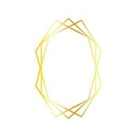 Minimalistic geometric golden frame isolated on white background. Metallic vector gradient frame consisting of three polygons, decor element.