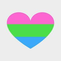 Vector heart in the colors of the flag of polysexuality. Non-binary orientation, tolerance.