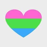 Vector heart in the colors of the flag of polysexuality. Non-binary orientation, tolerance.