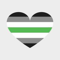 Vector agender flag in the shape of a heart, seven horizontal stripepes