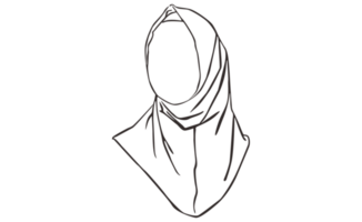 Islamic Women's Hijab Veil Line Art With Transparent Background png