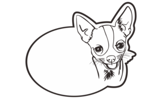 Room Door Nameplate With Cute Chihuahua Dog Line Art Theme With Transparent Background png