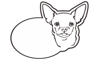 Room Door Nameplate With Cute Chihuahua Dog Line Art Theme With Transparent Background png