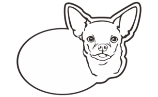 Zimmer Tür Typenschild mit süß Chihuahua Hund Linie Kunst Thema mit transparent Hintergrund png