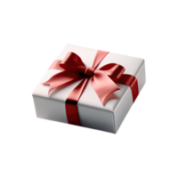 3D Render of Large White Gift Box With Red Bow Ribbon Icon. png