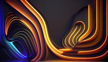3D Render, Abstract iridescent neon holographic twisted wave in motion. . photo