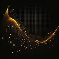 Abstract Golden Dots Connect and Aesthetic Wavy Lines Background. Big Data Stream. . photo