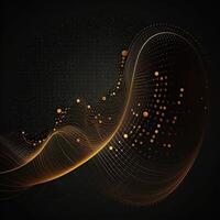Abstract Golden Dots Connect and Aesthetic Wavy Lines Background. Big Data Stream. . photo