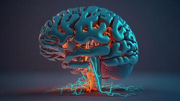 Quantum Computing Humanoid Brain with Neural Web Network, Brain Scanning Concept, Technology. photo