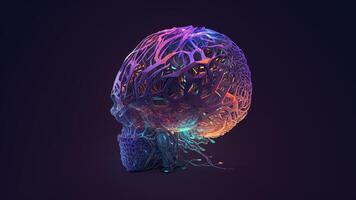 Quantum Computing Humanoid Brain with Neural Web Network, Brain Machine Learning Concept, Technology. photo