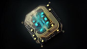 cuántico informática con humano cerebro y circuitos generativo ai tecnología. foto