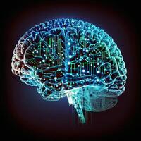 Quantum Computing Humanoid Brain with Neural Web Network, Brain Scanning Concept, Technology. photo