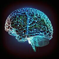 Quantum Computing Humanoid Brain with Neural Web Network, Brain Scanning Concept, Technology. photo