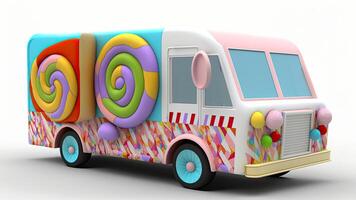 Candy Truck Shop, Colorful, 3D, . photo