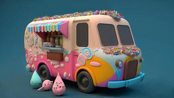 Candy Truck Shop, Colorful, 3D, . photo