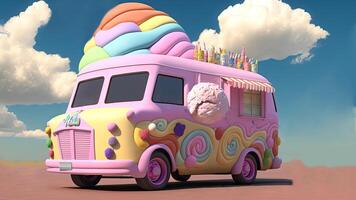 Candy Truck Shop, Colorful, 3D, . photo