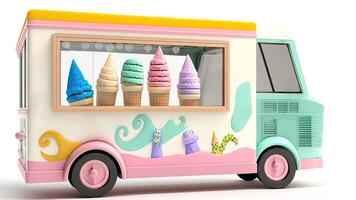 Candy Truck Shop, Colorful, 3D, . photo