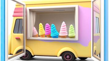 Candy Truck Shop, Colorful, 3D, . photo