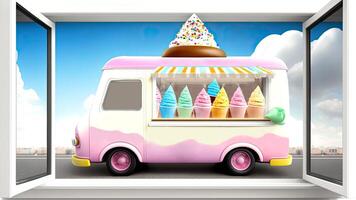 Candy Truck Shop, Colorful, 3D, . photo