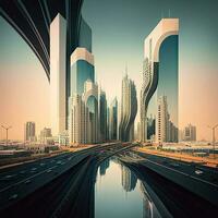 Modern architecture of Saudi Arabia City, Generative AI. photo