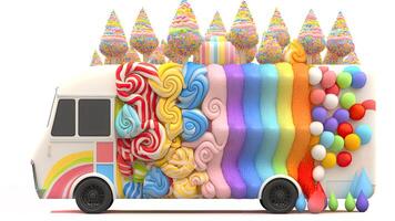 Candy Truck Shop, Colorful, 3D, . photo